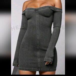 5/30 - SHEIN BAE Off Shoulder Bodycon Denim Dress